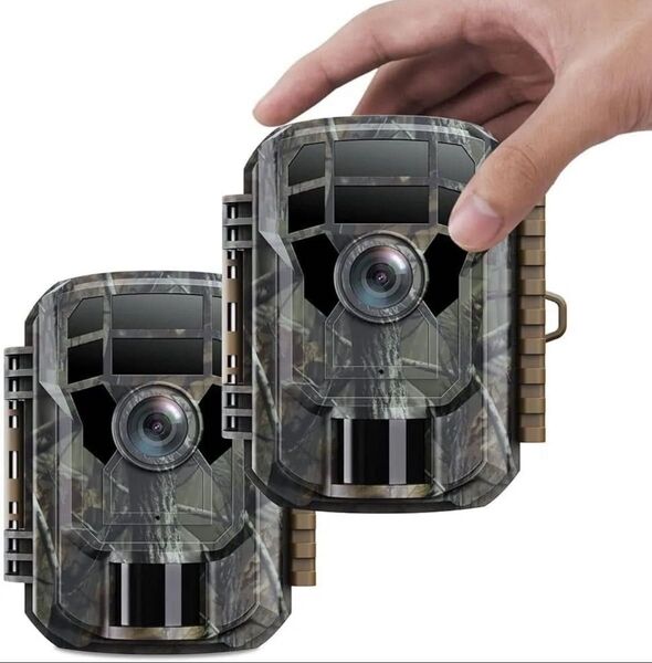 トレイルカメラ 電池式 超ミニ防犯カメラ 動画2K 静止画3600万画素 暗視カメラ 動体検知 赤外線人感センサー (2パック)
