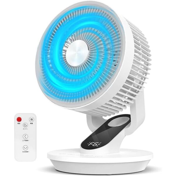卓上扇風機 サーキュレーター DCモーター リモコン 極静音 節電対策 360°自動首振り 12時間タイマー機能付 静音 卓上