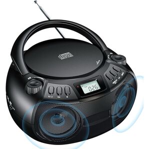 CDプレーヤー ポータブル Bluetooth デュアルスピーカー内蔵 CDラジカセ AM/FMラジオ CDラジオ