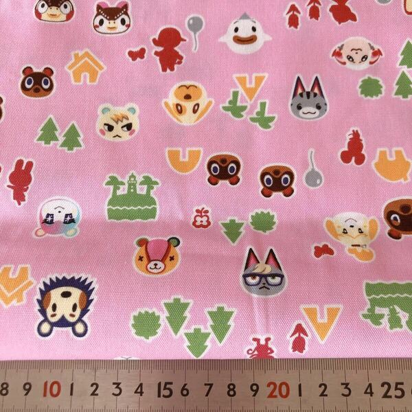 ハギレ 生地 布 入園入学 キャラクター生地 110×50 50cm綿100% カットクロス 布 オックス どうぶつの森 あつもり ピンク