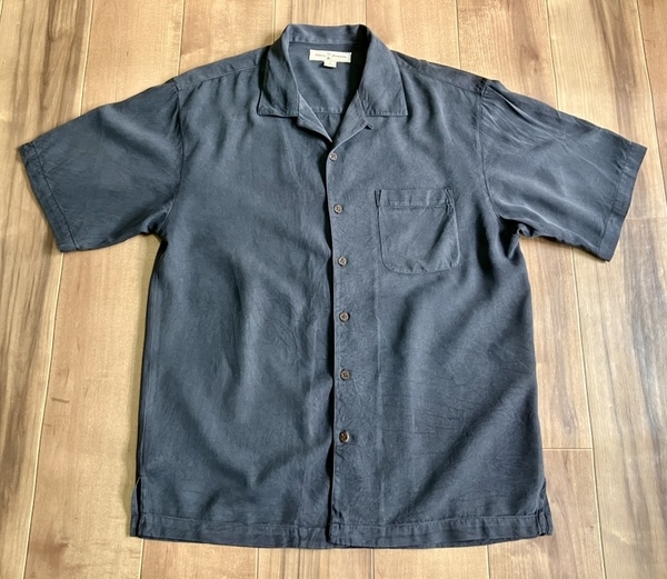 TOMMY BAHAMA トミーバハマ シルク オープンカラーシャツ チャコール M