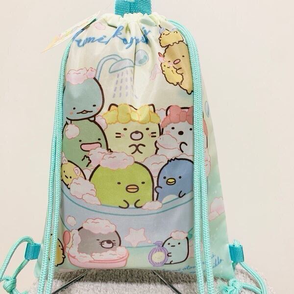 新品 定価1,320円すみっこぐらし ナップサック シューズバッグ グリーン