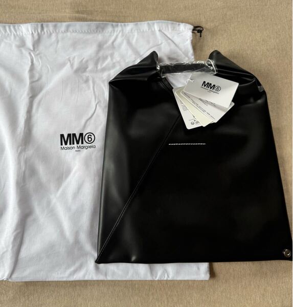 25SS新品 メゾンマルジェラ MM6 クラシック フェイクレザー ジャパニーズバッグ トートバッグ ブラック S Maison Margiela 6レディース