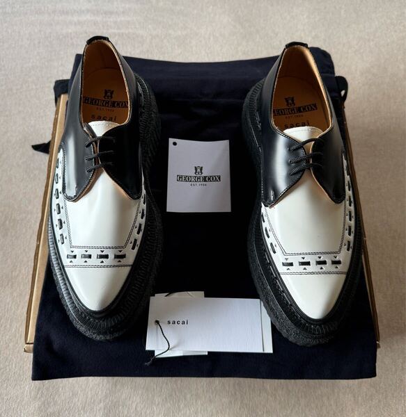 37新品 sacai × GEORGE COX カウハイド ラバーソール レザーシューズ 21AW 37 23.5cm 黒 革靴 ドレスシューズ サカイ レディース ブラック