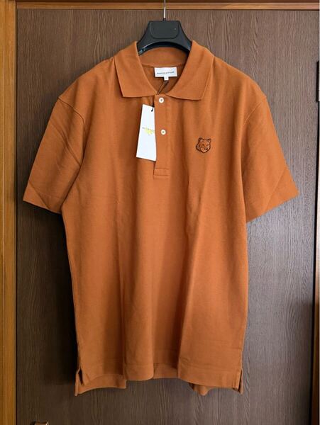 L新品 MAISON KITSUNE フォックス ヘッド パッチ ポロシャツ 半袖 Tシャツ カットソー キャメル size L メゾンキツネ メンズ