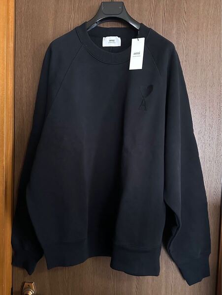XXL新品 AMI Paris ビッグ グラフィック ロゴ スウェット シャツ 黒 長袖 トレーナー オールブラック アミ パリス ami alexandre mattiussi