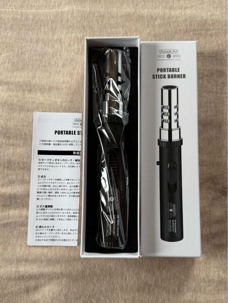 新品 AS2OV ポータブルスティックバーナー ブラック 黒 アッソブ PORTABLE STICK BURNER アウトドア キャンプ 充填式 ターボライター