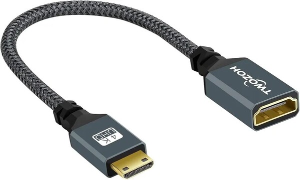 Twozoh Mini HDMI to HDMI変換アダプタ Mini HDMI(オス)-HDMI(メス)変換ケーブル延長ケーブル HDMI ケーブル タイプc (HDMIミニ) 20CM