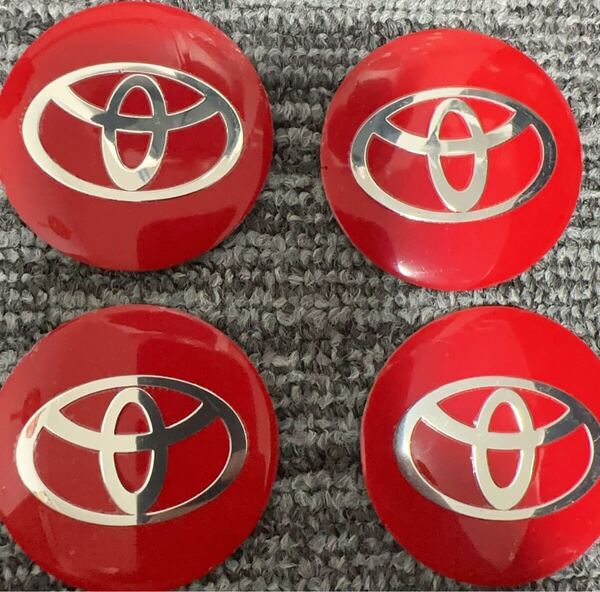 トヨタ ホイールセンターキャップステッカー 56mm 4枚 レッド