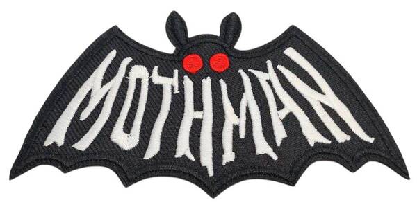送料無料 モスマン UMA モンスター コウモリ アイロン のりつき 刺繍 ワッペン アップリケ アメリカン雑貨 スマアク