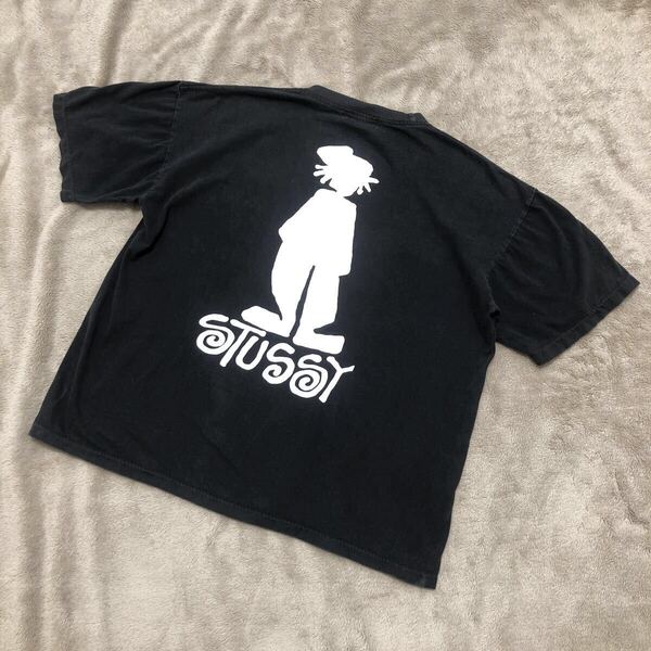 bootleg stussy Tシャツ シャドーマン黒 シングルステッチ M相当 ブート 綿100% U.S.A. Design フェード 身幅広め
