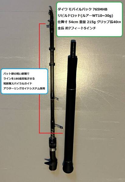 ロッドビルディング ダイワ モバイルパック 765TMHBスパイラルガイド(ORGS) ショアジギ ショアラバ ルアーウェイト10~30g テレスコ 振出