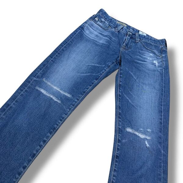 AGTHE EX‐BOYFRIEND SLIMリペア加工W23ウエスト68cmMサイズ弱ストレッチスリムusde加工 03Yレディースデニム M2326