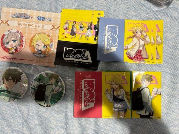 THEiDOLM@STER WEGOコラボ缶バッジ(柏木翼)、ステッカー、シャニマス 缶バッジセット ピアプロキャラクターズ E:芹沢あさひ&鏡音リン