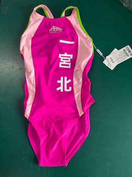 競泳水着 女子校名マーキング有 女子水泳部 高校 ピンク Mサイズ ハイレグ 送料無料