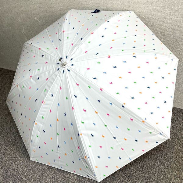 C 新品 ラルフローレン 日傘 傘 長傘 雨の日OKのall weather パラソル 1級遮光 ポニー総柄