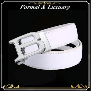 ベルト j41【白】折りたたみ発送 ホワイト 穴なし 無段階調整ベルト ゴルフベルト 人気 オートロック メンズ 革 ビジネス カジュアル