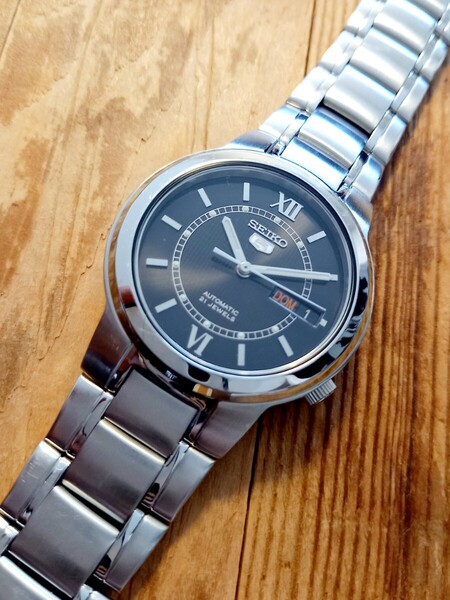 【整備済み】セイコー5 ビンテージ Seiko 自動巻き 腕時計 ブラック文字盤
