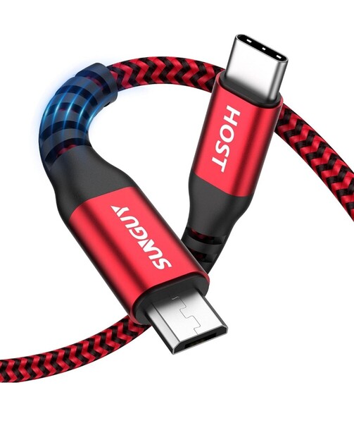 SUNGUY Type C Micro USB ケーブル 1.5M OTGケーブル タイプCマイクロタイプB充電 USB2.0 データ転送 Androidスマホ などに対応 レッドA5