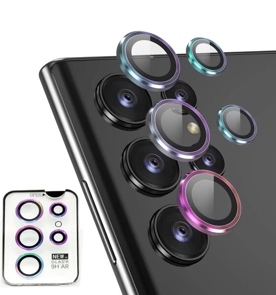 JFStene カメラ保護フィルム GalaxyS24 Ultra5GレンズカバーSC-52E・SCG26用 S24 ウルトラ SM-S9280 (Galaxy S24Ultra 用, カラフル)A2
