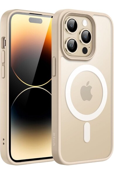 JEDirect iPhone 14 Pro 6.1インチ用 マグネット ケース MagSafeに対応 半透明のマット背面 薄型 耐衝撃 カバー (ライトゴールド) h7