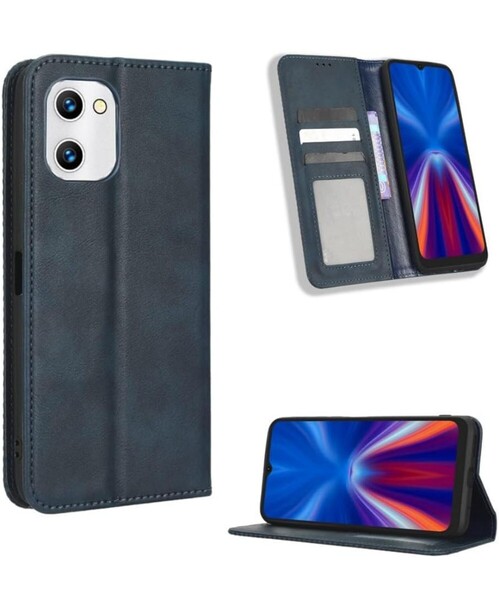 UMIDIGI G2 ケース【MARR】スマホケース 手帳型ケースUMIDIGI G2 高級PUレザー カードポケットスタンド機能付マグネット吸着 (ブルー)h6