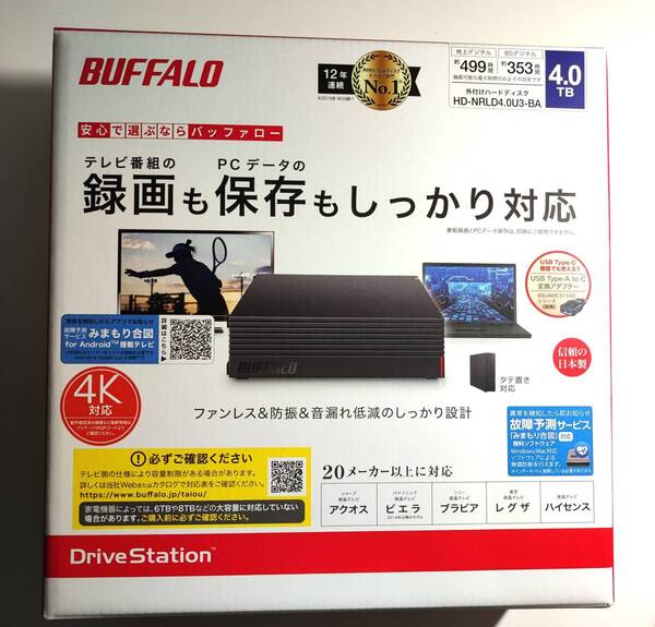 BUFFALO バッファロー HD-NRLD4.0U3-BA 外付けHDD 4TB 新品未開封