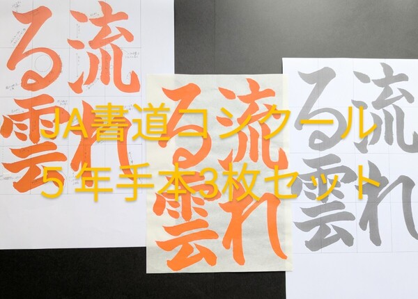 JA共済書道コンクール 手本3枚セット 5年 流れる雲 毛筆 半紙 書写 習字