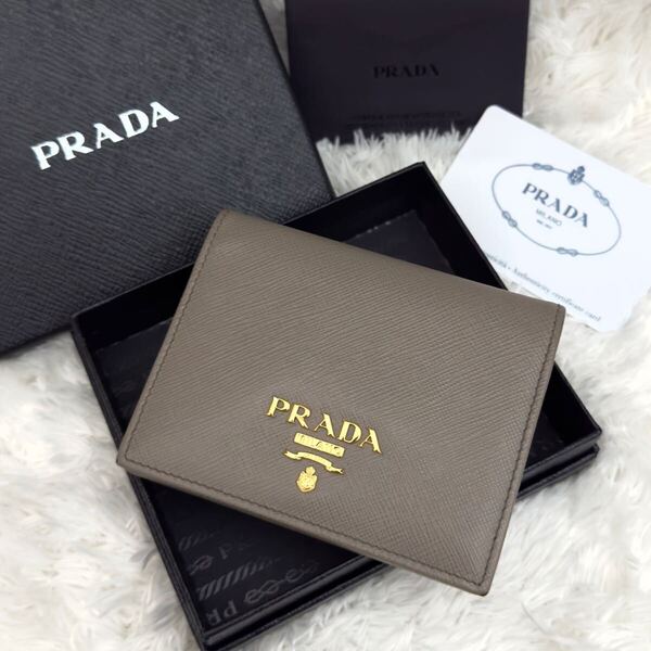 ☆美品☆RFID内蔵 PRADA プラダ サフィアーノ レザー 財布 ゴールド金具 ICチップ ギャランティーカード付き