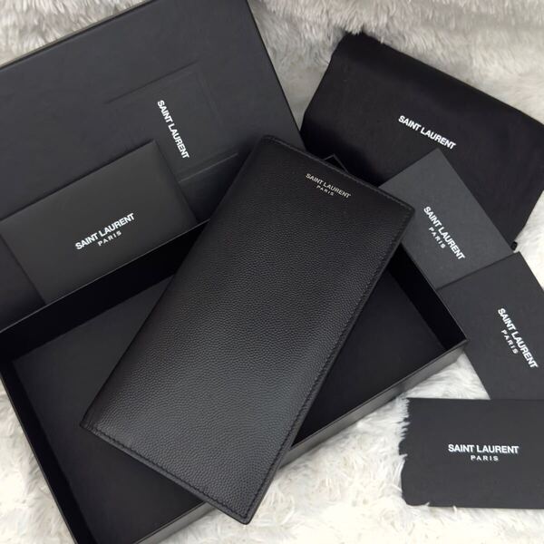 ☆極美品☆SAINT LAURENT サンローラン レザー 長財布 ブラック 二つ折り 付属品完備