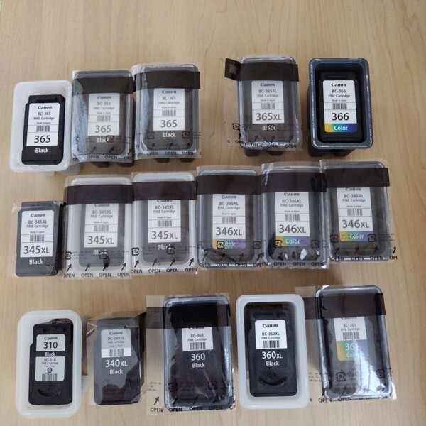 使用済み Canon キャノン 純正 インクカートリッジ BC-310.BC340XL.BC-345XL.BC-346XL.BC-360.BC-360XL.BC361.BC-365.BC-366 合計 16個