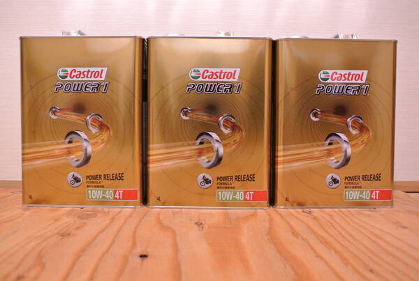 全国送料無料 4L×3本 カストロール パワーワン CASTROL POWER1 4T 10W-40 エンジンオイル 4サイクルエンジン用 2輪車 ①