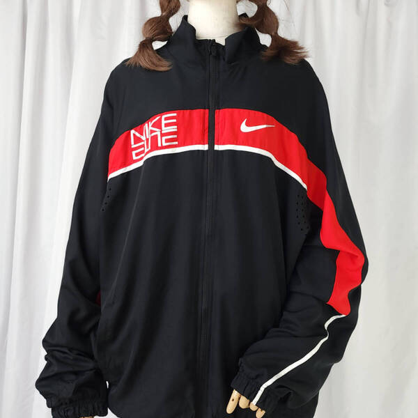 used Lサイズ NIKE ELITE ナイキエリート トラックジャケット ブラック×レッド系 古着 トラックトップ ジャージ ドライフィット 00s