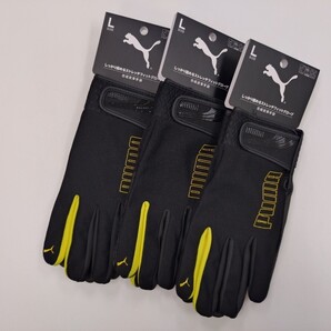 Lサイズ PUMA WORK GLOVES CM-6101 CraftMaster 合成皮革手袋 ブラック×イエロー 3双
