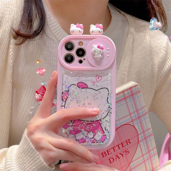 iPhone13/14ケース スマホケース ハローキティ 流紗 ピンク