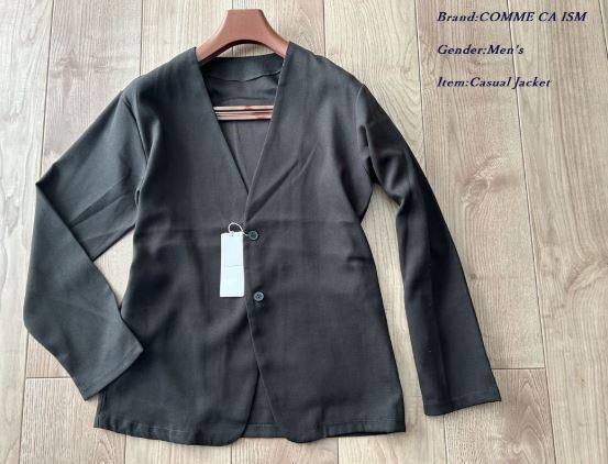 新品 未使用 COMME CA ISM コムサイズム メンズ 起毛 ツイル ノーカラージャケット カーキ Lサイズ