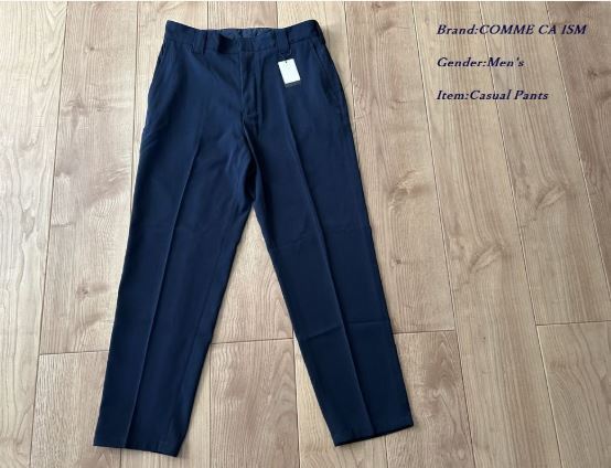 新品 定価1.2万円 COMME CA COMMUNE コムサ コミューン メンズ ストレッチ スラックス パンツ Lサイズ ネイビー