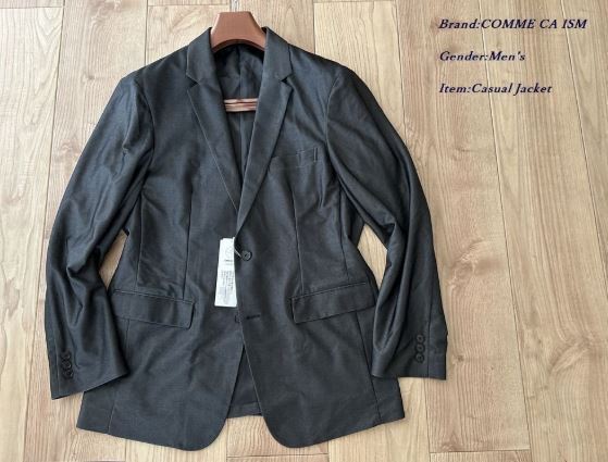 新品 定価1.6万円 COMME CA ISM コムサイズム メンズ ウォッシャブル デニム調 ジャージージャケット テーラードジャケット Mサイズ 黑
