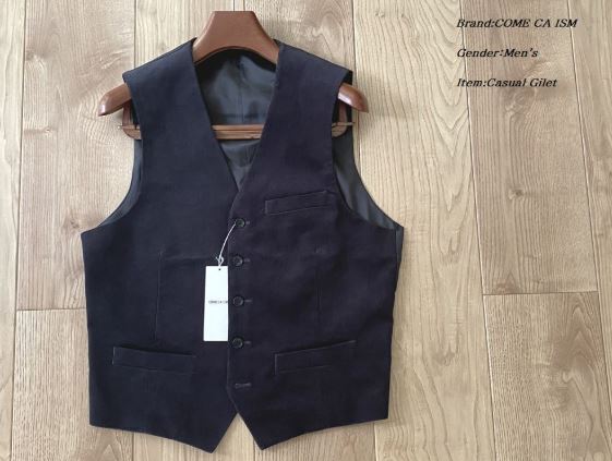 新品 定価1.2万円 COMME CA ISM コムサイズム メンズ コーデュロイ ドレス ジレ スーツベスト ネイビー Mサイズ