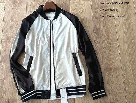 新品 定価1.6万円 COMME CA ISM コムサイズム メンズ フェイクレザージャケット ジャンパー ブルゾン ホワイト Lサイズ