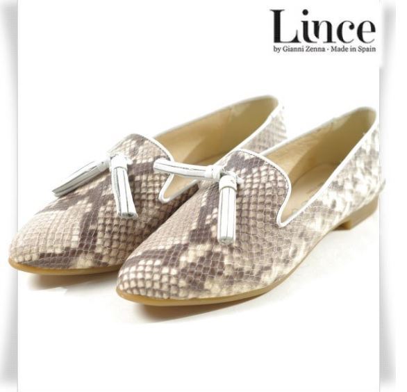 新品 未使用 定価1.9万 Lince リンス リンセ レディース スペイン製 インポート 牛革レザー パイソン スリッポン タッセルシューズ 23.0cm