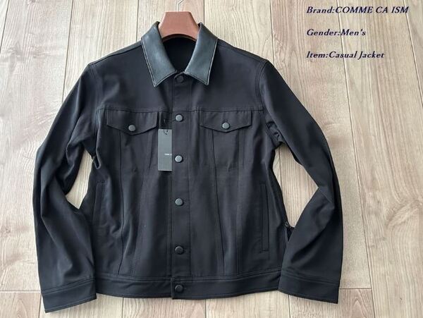新品 未使用 定価1万円 COMME CA ISM MEN コムサイズム メンズ デニム風 ストレッチ ジャケット ジャンパー ブルゾン ブラック Sサイズ