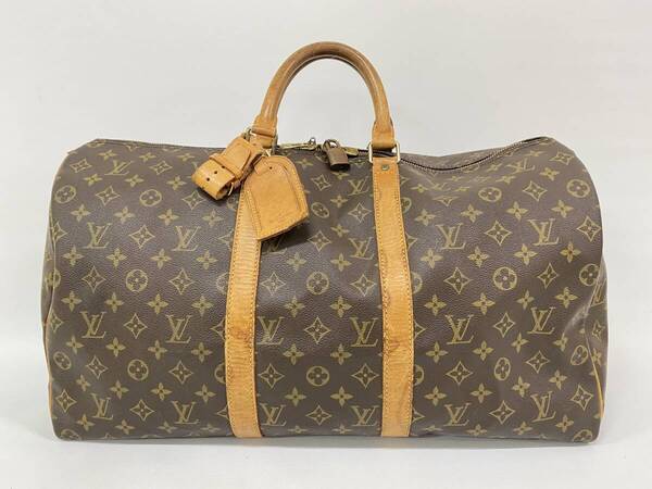 【即決】 Louis Vuitton キーポル50 M41426 モノグラム ボストンバッグ ブラウン ポワニエ ネームタグ 旅行 ビジネス ルイ・ヴィトン