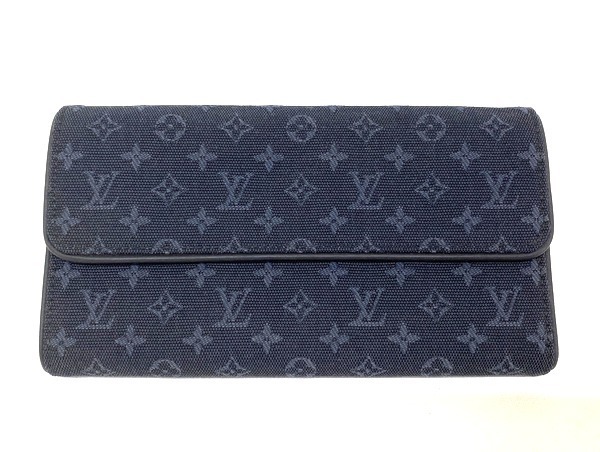 【即決】LOUIS VUITTON ルイヴィトン モノグラムミニ ポルトトレゾール・インターナショナル 三つ折り長財布 TSTブルー M92442 CA1002