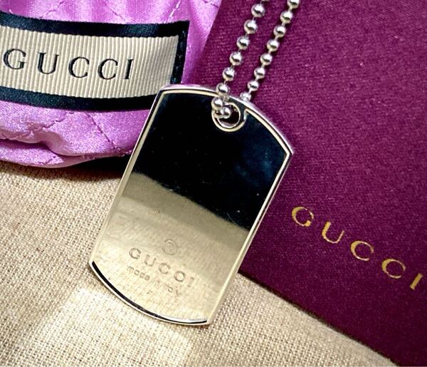 【即決/送料込み】(1)GUCCI/グッチ(1)ドッグタグ/プレート ネックレス/ペンダント(チェーン60cm)
