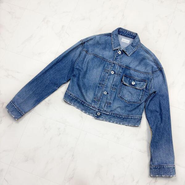 アッパーハイツ THE CROPPED JACKET ダメージ加工 サイズ0 S相当 青 THE CROPPED JEAN JK デニムジャケット クロップド丈 Gジャン