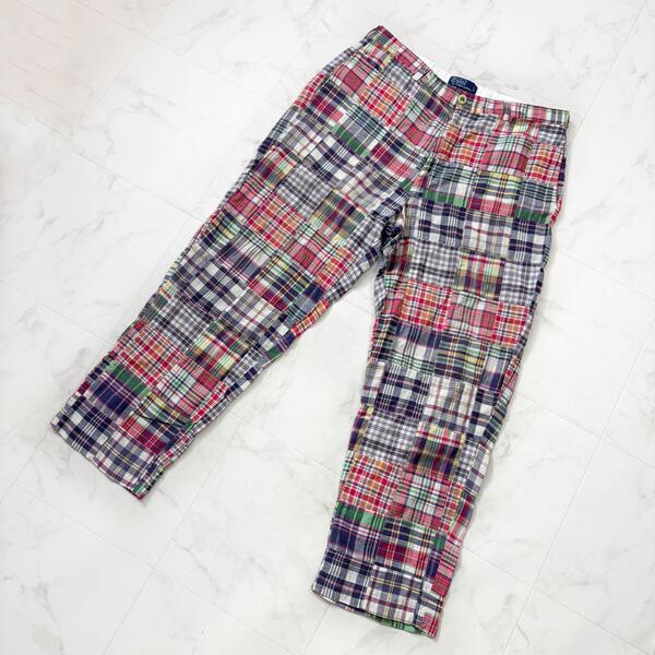 大きいサイズ ラルフローレン パッチワークパンツ マルチカラー 38 チェック柄 フィリップパンツ メンズ レディース