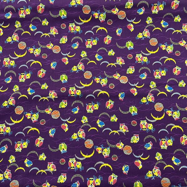 フクロウ和柄 シーチング生地 108cm×1M
