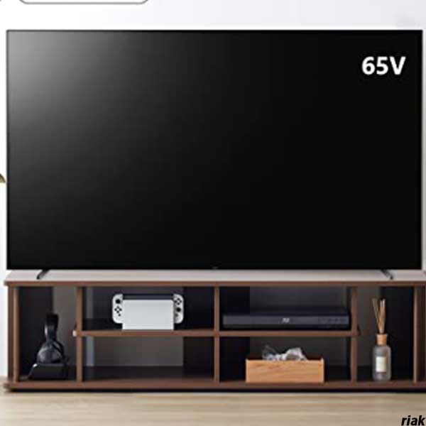 【シンプルデザインの65インチ対応テレビ台】 幅145cm ローボード 収納力抜群 お客様組み立て品 ゲーム機収納 ブラウン