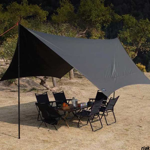 【難燃性&高耐水タープ】アウトドアタープ 420×410cm ヘキサタープ 屋外テント 防水 UVカット 遮光 軽量 アーミーグリーン